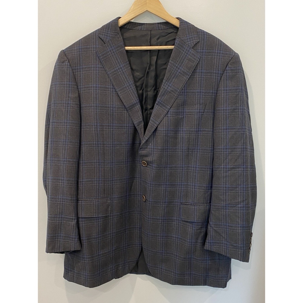 canali sport coat 38r Grey White Window Pane Plaid Jacket